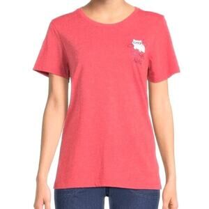 Womens Patriotic Red Summer Vibes Firework Cat T-Shirt Tee Shirt XL 16 18 New